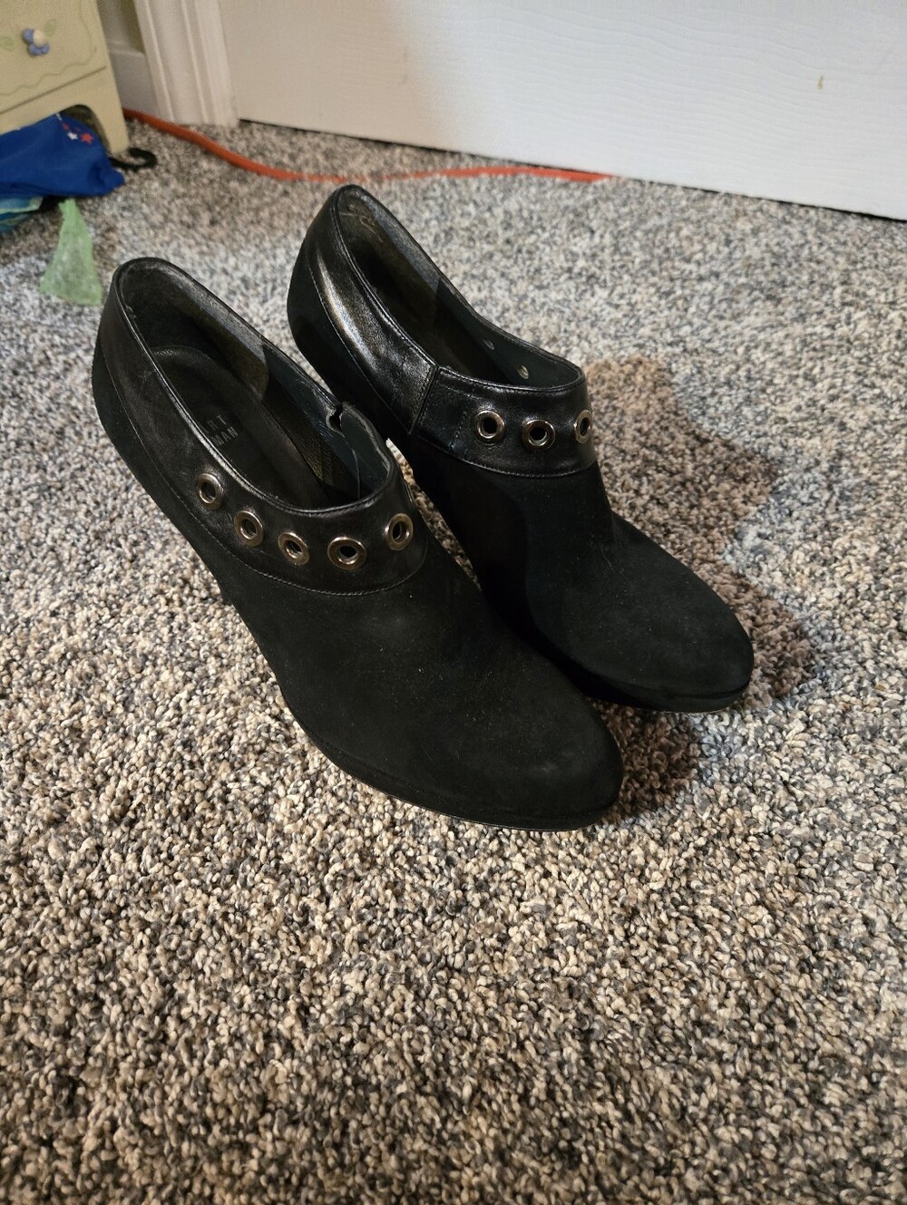 Stuart Weitzman Suede Grommet Ankle Boots Black 7